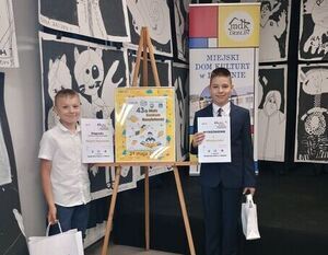 Kacper Nawrotek i Mikołaj Górka - reprezentaci SP nr 5 w Dęblinie na 43. Konkursie Recytatorskim