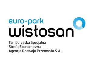 Logo z napisem "euro-park wisłosan", obok stylizowana litera "o". Pod spodem tekst "Tarnobrzeska Specjalna Strefa Ekonomiczna Agencja Rozwoju Przemysłu S.A.".