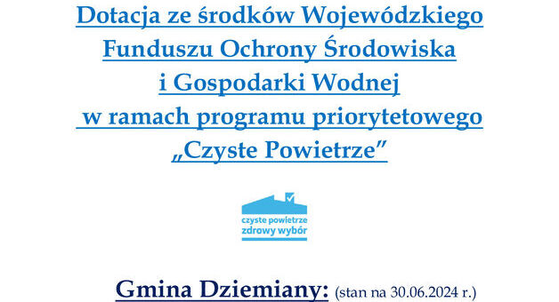 Dotacja ze środków Wojewódzkiego Funduszu Ochrony Środowiska i Gospodarki Wodnej w ramach programu priorytetowego „Czyste Powietrze”