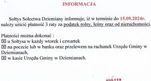 Informacja Sołtysa Dziemian