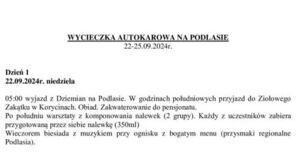 Wycieczka autokarowa na podlasie