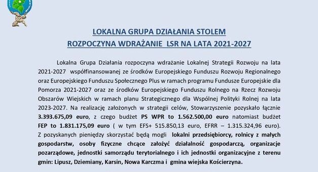 Lokalna Grupa Działania Stolem - Strategia Rozwoju (LSR) na lata 2021-2027