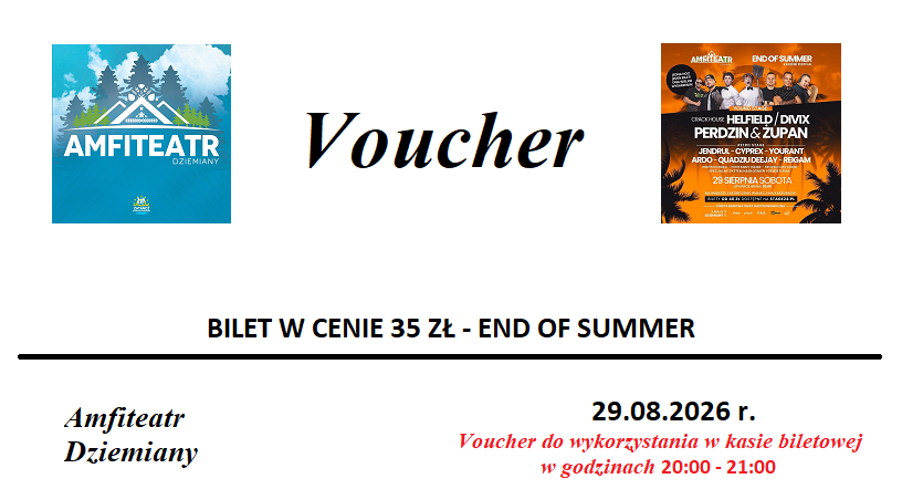🎟️ Vouchery zniżkowe 🎟️ 
🌴 END OF SUMMER 🌴 
📆 29.08.2026 r.