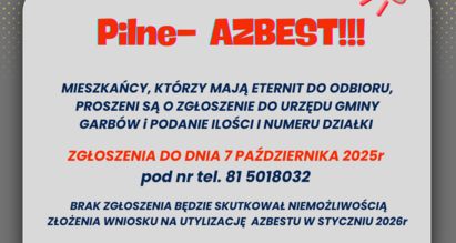 Zgłoszenie  AZBESTU do utylizacji