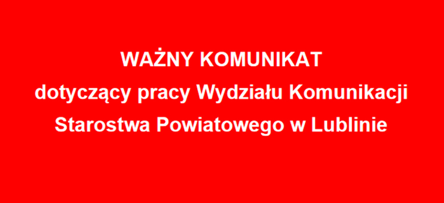 WAŻNY KOMUNIKAT