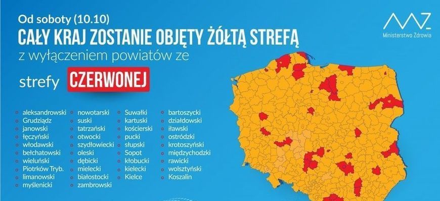 Grafika od soboty cały kraj zostanie objęty strefa zółtą