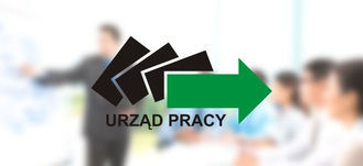 Logo Urząd Pracy na rozmytym tle