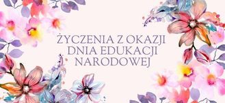 Grafika z napisami Życzenia z okazji Dnia Edukacji Narodowej