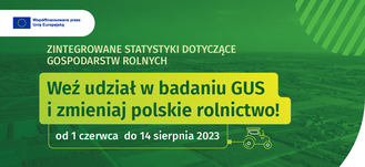 grafika z napisami Weż udział w badaniu GUS i zmieniaj polskie rolnicywo!