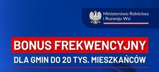 Grafika z napisem bonus frekwencyjny dla gmin do 20000 mieszkańców