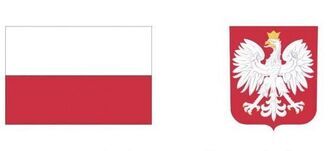 Flaga Polski po lewej, herb z orłem po prawej. Tekst informuje o rozpoczęciu budowy drogi gminnej Nr 112440L w miejscowościach Wilczopole, Kalinówka, Głusk oraz budowie chodnika i oświetlenia drogowego.
