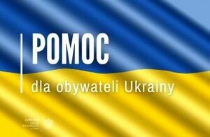 flaga Ukrainy z napisem pomoc