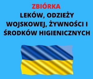 flaga ukrainy i napisy na niebieskim tle