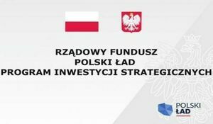 flaga polski i godło oraz napis 