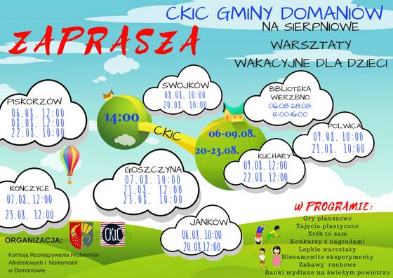 Sierpniowe warsztaty dla dzieci z CKiC Gminy Domaniów.