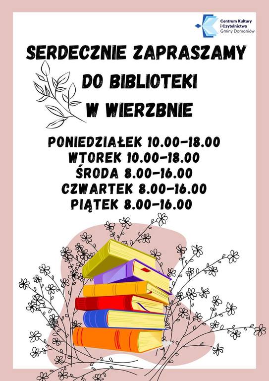 FILIA BIBLIOTEKI W WIERZBNIE ZAPRASZA !!!