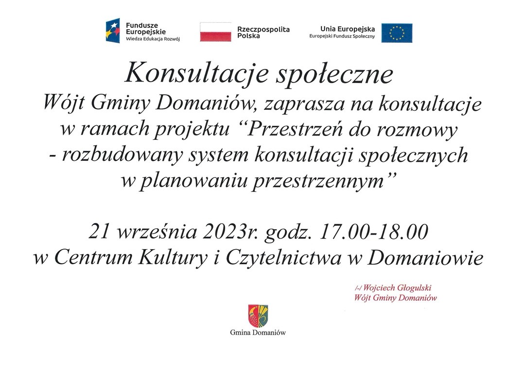 Zapraszamy na konsultacje społeczne