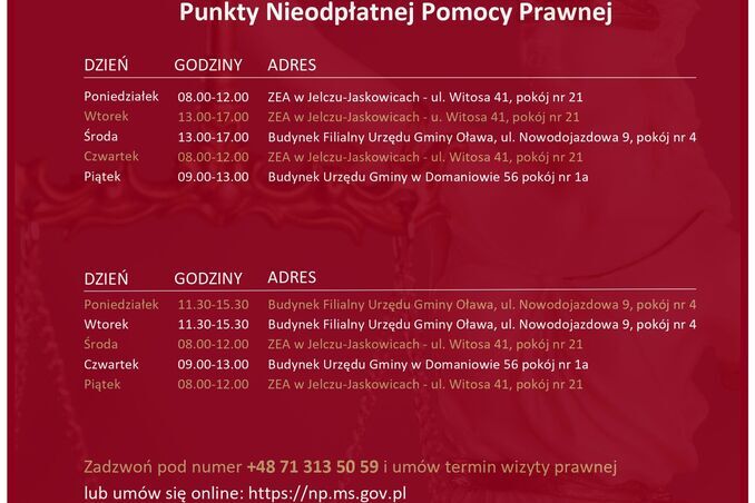 Punkty nieodpłatnej pomocy prawnej w Powiecie Oławskim