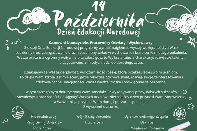 Życzenia z okazji 14-go października Dnia Edukacji Narodowej