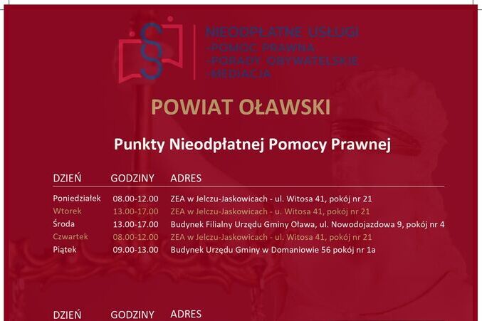 Punkty Nieodpłatnej Pomocy Prawnej w Powiecie Oławskim