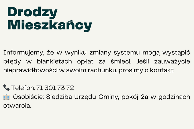 Informacja na temat blankietów opłat za gospodarowanie odpadami