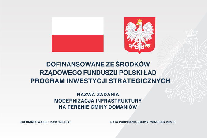 MODERNIZACJA INFRASTRUKTURY DROGOWEJ NA TERENIE GMINY DOMANIÓW.