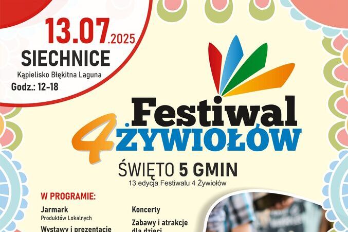 Zaproszenie na Festiwal 4 Żywiołów – 13 lipca 2025 r.