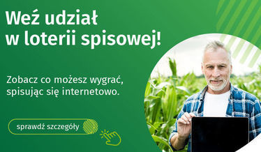 Zdjęcie przedstawia plakat "Weź udział w loterii spisowej"