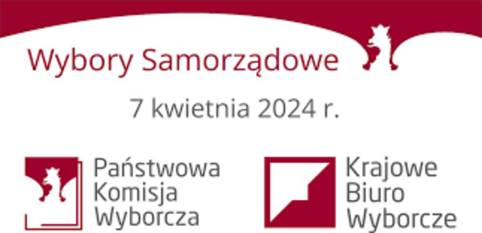 Zdjęcie przedstawia logo Państwowej Komisji Wyborczej, logo Krajowego Biura Wyborczego oraz termin Wyborów Samorządowych