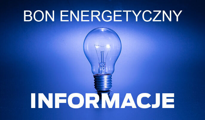 napis bon energetyczny informacje na niebieskim tle z żarówką