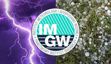 logo IMGW błyskawica i grad