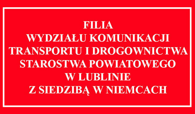 Szanowni Państwo informujemy ,że w dniu 16 sierpnia br. Filia Wydziału Komunikacji, Transportu i Drogownictwa w Niemcach będzie zamknięta