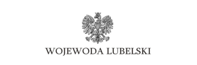 Logo Wojewody Lubelskiego z orłem w koronie - symbolem Polski, umieszczonym nad napisem "WOJEWODA LUBELSKI".