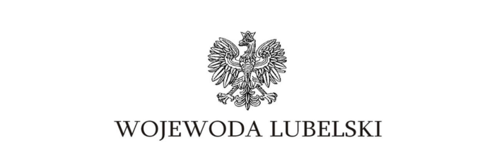 Logo Wojewody Lubelskiego z orłem w koronie - symbolem Polski, umieszczonym nad napisem "WOJEWODA LUBELSKI".