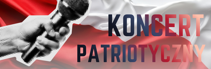 Plakat promujący Koncert Patriotyczny 11 listopada 2025 w Amfiteatrze w Jakubowicach Murowanych. Zachęta do zgłaszania występów muzycznych i tanecznych. Kontakt: Urząd Gminy Wólka, udział w obchodach święta niepodległości.