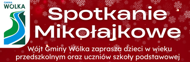 Plakat promujący "Spotkanie Mikołajkowe" w Wólce, które odbędzie się 7 grudnia 2025. Wydarzenie oferuje spotkanie z Mikołajem, występ magika, fotobudkę, pokaz iluzji i wiele innych atrakcji dla dzieci.