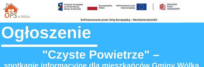 Ogłoszenie informacyjne dotyczące spotkania "Czyste Powietrze" w Gminnej Bibliotece Publicznej w Wólce. Data: 27.11.2025, godz. 14:00. Konsultacje indywidualne w godz. 13:30-15:30. Kontakt telefoniczny: 535 210 676.