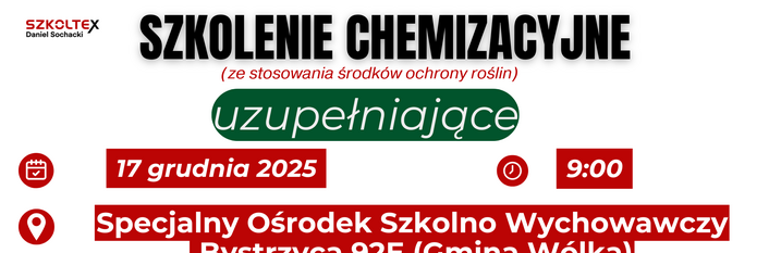 Informacja dla rolników z terenu Gminy Wólka – kurs chemizacyjny organizowany przez podmiot zewnętrzny
