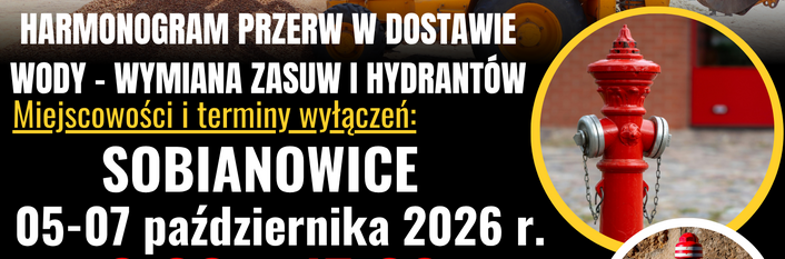 Planowana przerwa w dostawie wody w miejscowości Sobianowice – 05-07 października 2026 r.