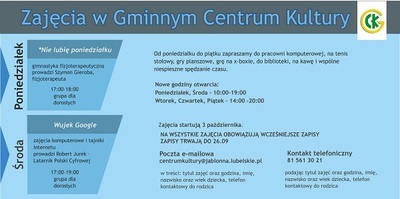 Nowy sezon w Gminnym Centrum Kultury rusza!