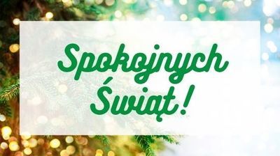 grafika z napisem spokojnych świąt