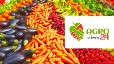 owoce warzywa i logo AgroMarket