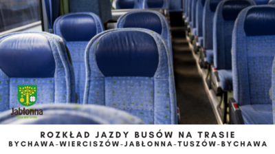 zdjęcie środka busa, tekst rozkład jazdy na trasie Bychawa