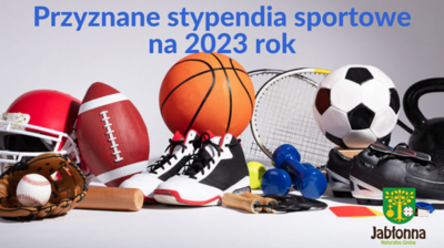 zdjęcie piłek sportowych, tekst przyznane stypendia sportowe na 2023 rok