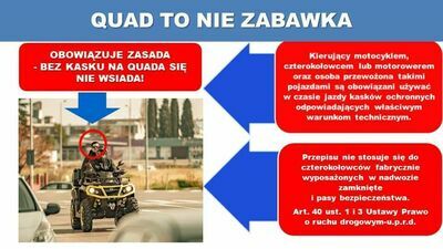 Quad to nie zabawka fotografia przedstawiająca podróżnych jadących quadem bez kasku