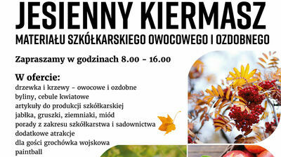 kawałek plakatu Jesienny kiermasz materiału szkółkarskiego owocowego i ozdobnego