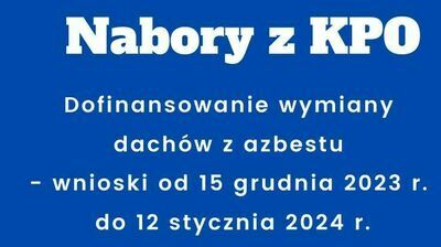 niebieskie tło białe litery nabory z kpo