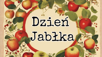 Grafika, jabłka , w środku napis Dzień jabłka