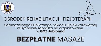 fragment plakatu z napisami o bezpłatnym masażu