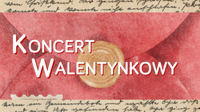 różowa koperta i napis koncert walentynkowy